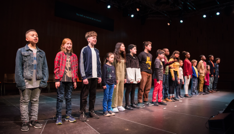 A line up of young people all speaking in unison